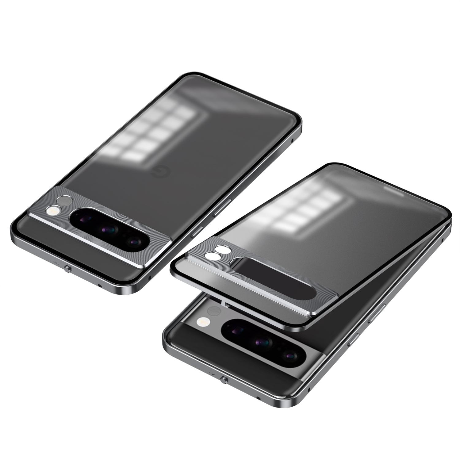 

For Google Pixel 8 Pro Phone Case Pop-Up Snap Lock Aluminium Alloy Frame PC Back Cover Tarnish