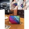 Elegante Bolso de Hombro Patchwork Arcoíris Colorido con Correa de Cadena para Mujer
