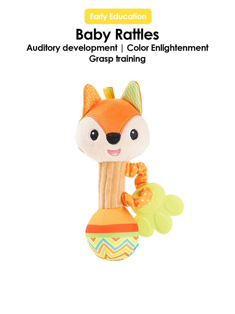 Non-Toxic 1Pcs 0-6 Months Dental Gum Hand Grip Plush Doll Can Bite Practice Grasping Parent Baby Interactive Puzzle Rattle Soothing Toy