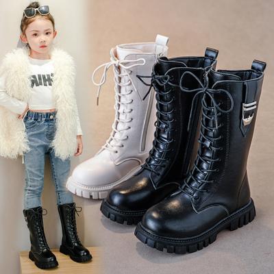 Elegant Zipper Girl Casual Fashion Boots Autumn/winter Round Toe Warm Thick Sole Lace Up Comfortable Children's Boots