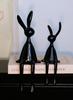 Creative Resin Black and White Cartoon Rabbit Family Desk Decorations - Set of Four