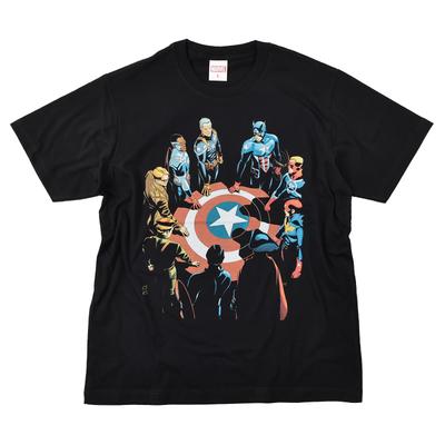 EVERSOUL Marvel T-Shirt, Short Sleeve, Captain America, Avengers, Iron Man, Venom, Hulk, Birthday Gift, Men's, Black, Size L [Parallel Import]