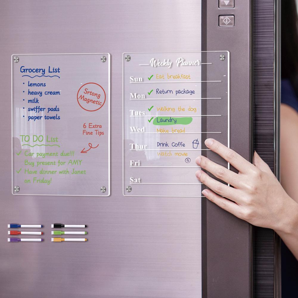3D Magnetic Acrylic Weekly Planner Erasable Memo Board for Refrigerator