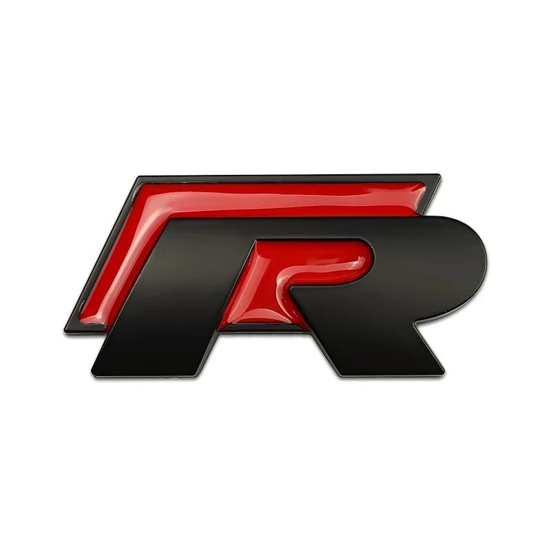 WGLRK1 For Volkswagen VW Rline GTI Golf 5 6 7 Jetta Passat Touran Scirocco Metal R Badge Car Front Grille Emblem Rear Trunk Stickers