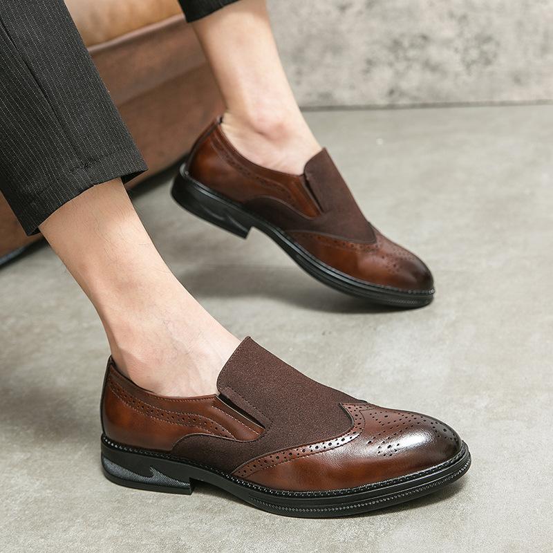 Casual leather shoes men's business dress thick sole heightening trend retro new foot-fitting men's shoes