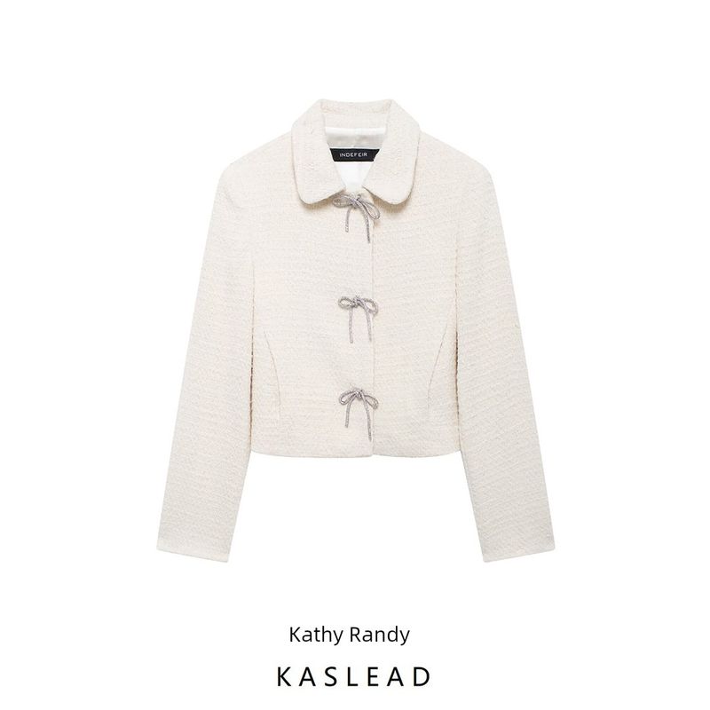 Kaslead New Arrival Women's Clothing Fashion Style Fashion Minimalist Bowknot Button Decorative Texture Outwear 8711123