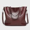 Trendy 2025 Retro Waxed Patent Leather Shoulder Tote for Women