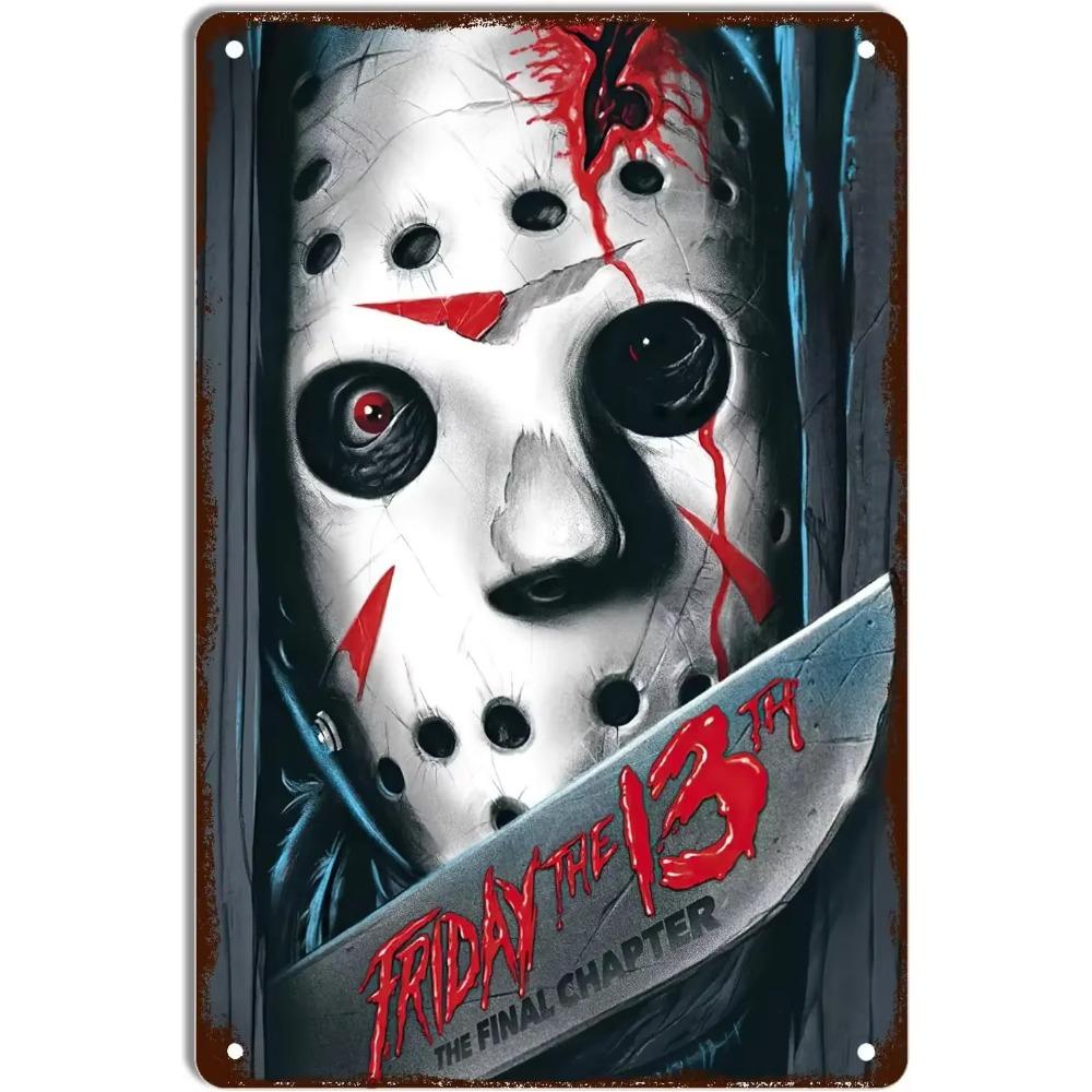Kovové nástěnné umění Halloweenská hororová dekorace 20x30cm Domácí Jeskynní Muž Filmová cedule