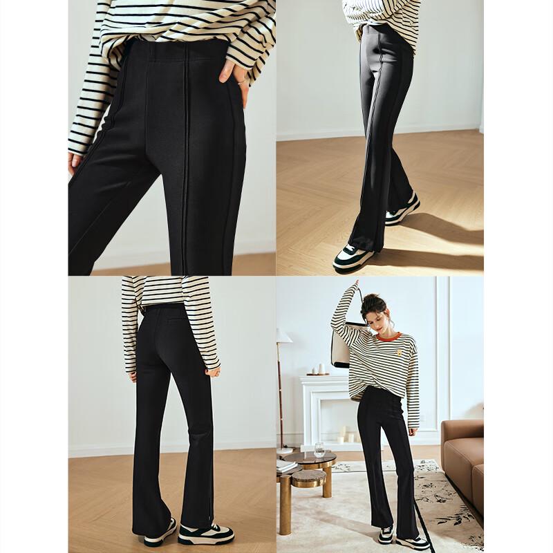 Olrain Women's French Knit High-Waist Flared Casual Pants