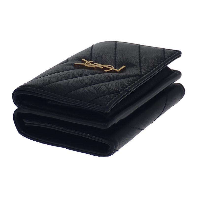 Saint Laurent 668274BOWA11000 Trefoldig lommebok svart Kalveskinn Dame