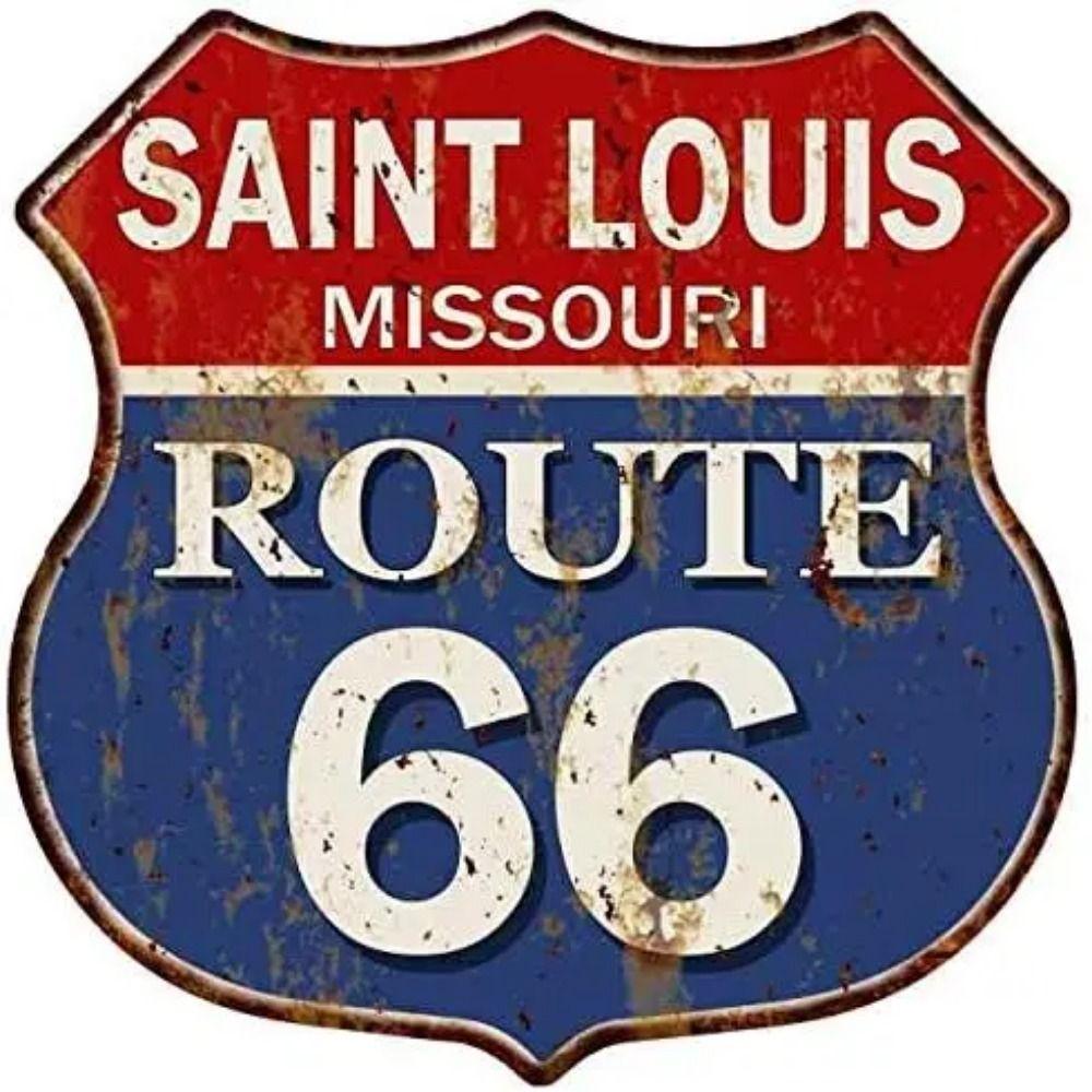 Vintage Route 66 Square Metal Tin Sign Garage Home Bar Decor 20x20cm