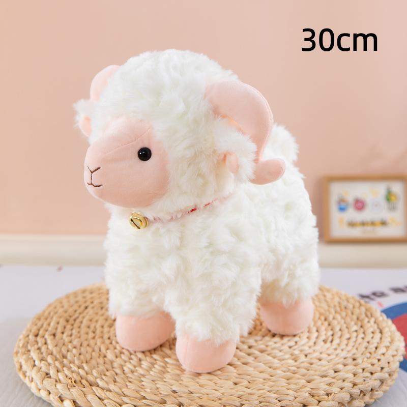 Lucky Sheep Plush Toy Soft Stuffed Animal with Ring Bell 25/30cm Adorable Plushie for Company Annual Event Car Decor