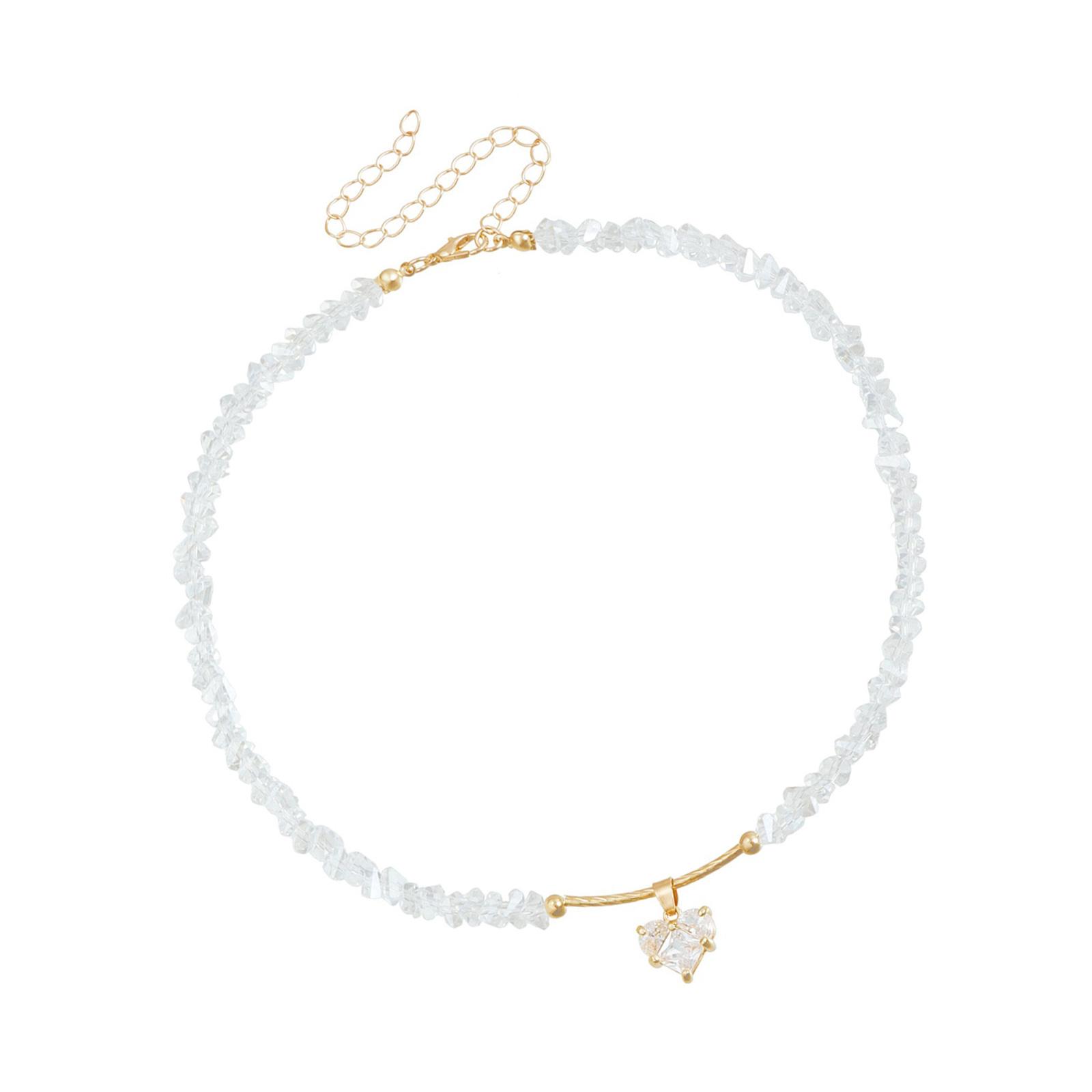 

Ожерелье с подвеской в виде кристалла любви из стекла ручной работы, элегантный дизайн, цепочка для ключиц для повседневной носки и особых случаев белый