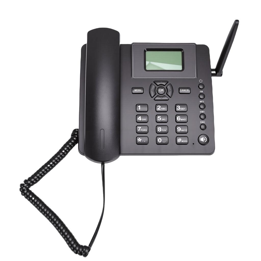 Kabelloses GSM-Tischtelefon Quadband Dual-SIM-Karte 2G Festnetz-Schnurlostelefon mit Antenne Radio Wecker für Anrufe zu Hause