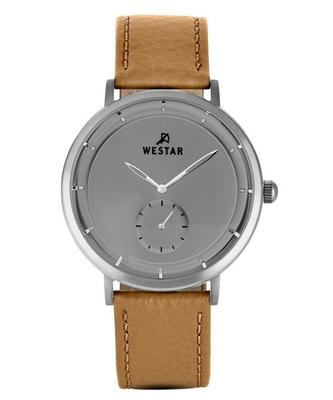 Profile Leather Strap Grey Dial Quartz 50246STN186 Men's Watch