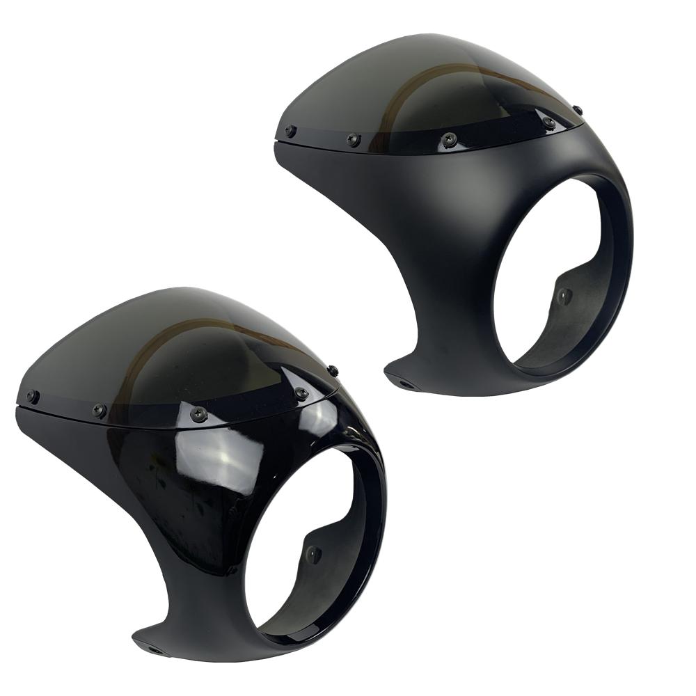 16-18cm Motorcycle Headlight Fairing Round Retro Cafe Motorbike Head Light Mask Front Cowl Fork Mount For Retro Cafe