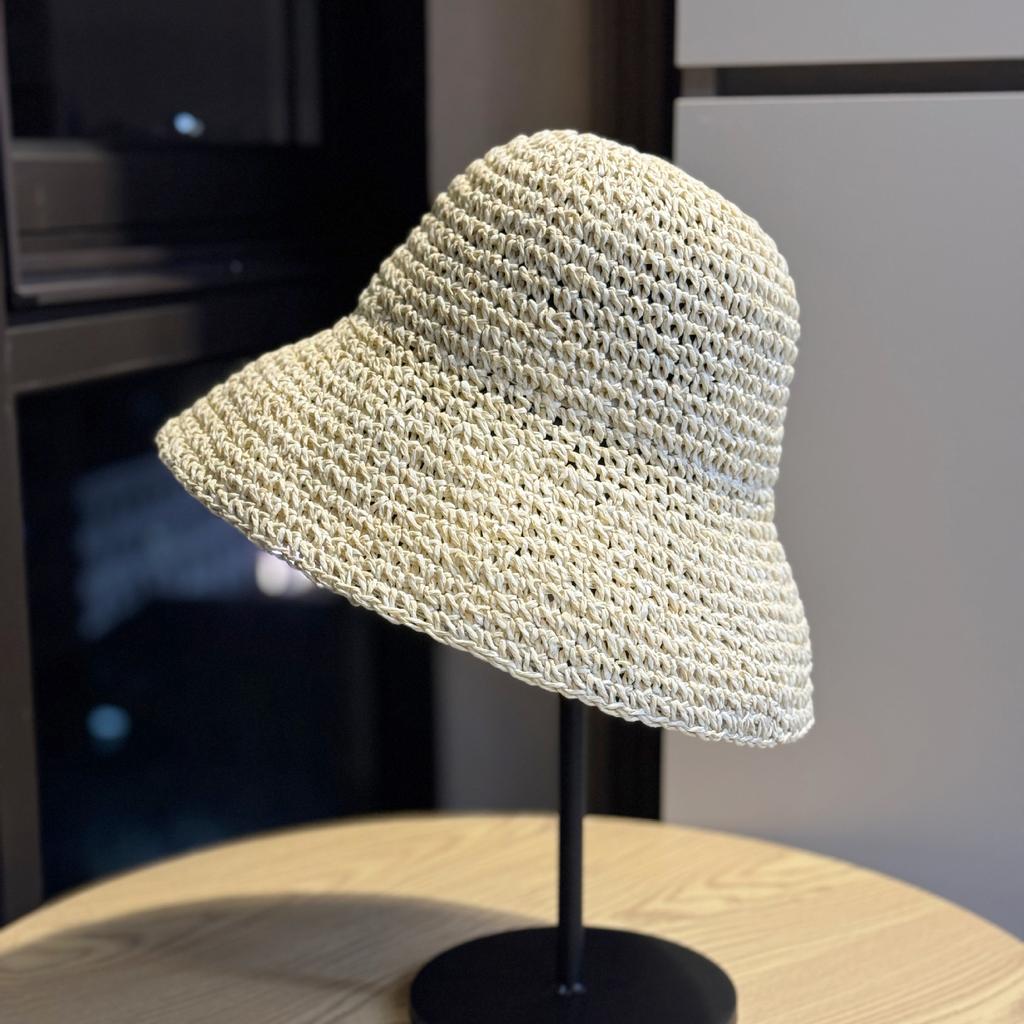 Korean-style spring-summer seaside vacation sunshade versatile fisherman hat for women, vintage mixed-color, foldable, breathable, sun-protective