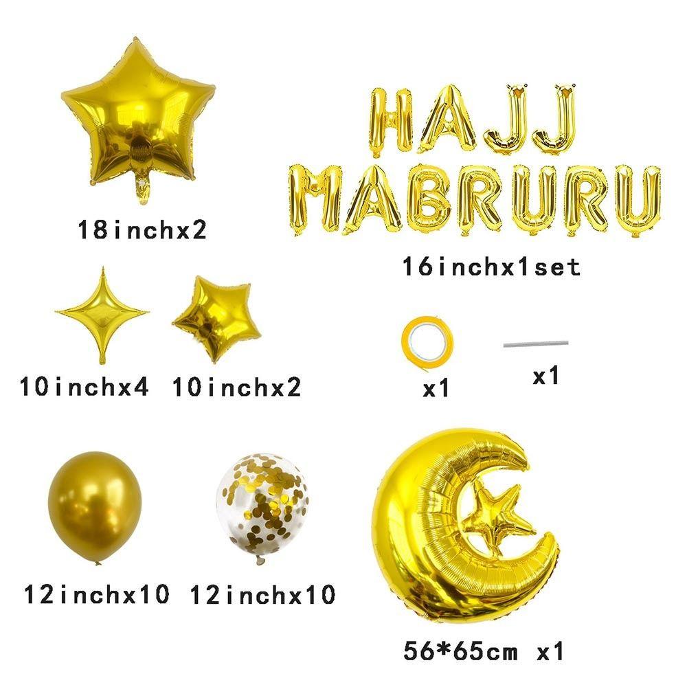 Multicolor Eid Mubarak Balloons Latex Printing Star Moon Foil Balloon Photo Props Venue Setup Festival Banner Home Decoration