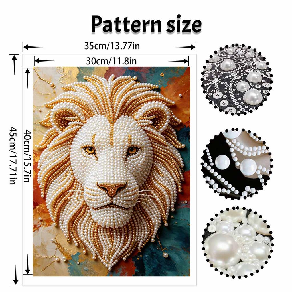 5D Pearl Kit Majestic Lion Pattern DIY Pearl Art Relaxing Handmade Ornament Home Wall Desktop Decoration for Beginners