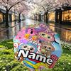 Custom Name Personalized Labubu Print Umbrella, Auto Open Close, 8‑Rib Sturdy Frame, Commute Camping Hiking Use, Birthday Gift