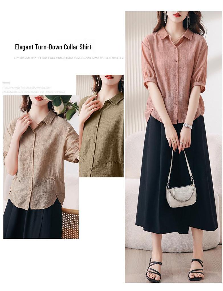 Chic Youthful Tencel Women's Summer Short Sleeve Loose Casual Top 2025 Style