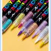 GUANGNA 16 Colors Direct-liquid Acrylic Marker Pen Waterproof Pen Soft Brush Nib for Glass Stone Metal Art Supplies Stationery
