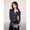 Jiang Xin's Spring 2026 Striped Wool Polo Knitwear with Contrasting Colors