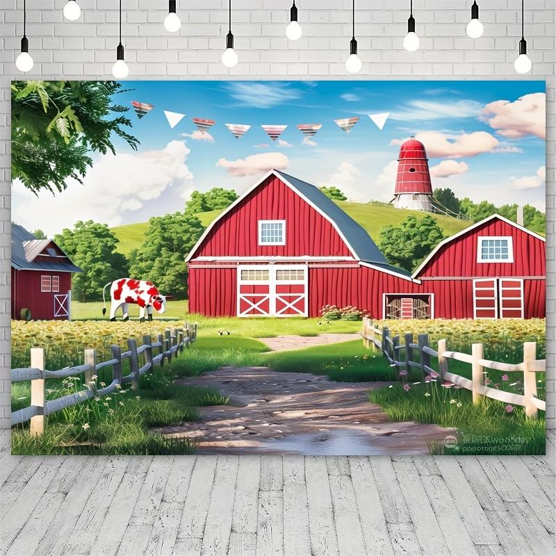 1pc Farm theme Polyester barn Door background - Fall and summer birthday parties, home decor 130x150cm