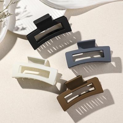 4pcs Large Matte Square Hair Claw,minimalist Temperament Square Hair Clip for Updos,bathing Hair Clip Hair Accessory Shark Clip