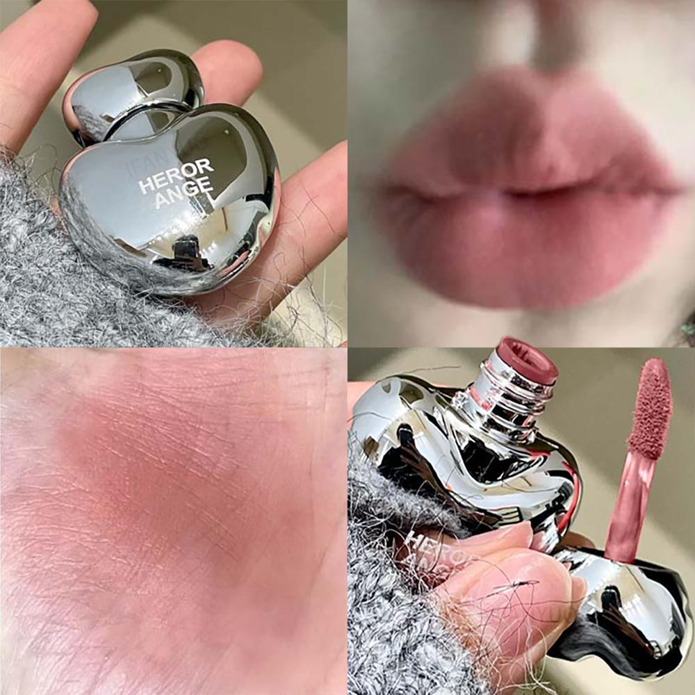 

Шелковистый матовый блеск для губ и румяна Низконасыщенный серо-розовый жидкая помада Водостойкая, не отпечатывается на посуде, не скатывается, тинт для губ, макияж 01