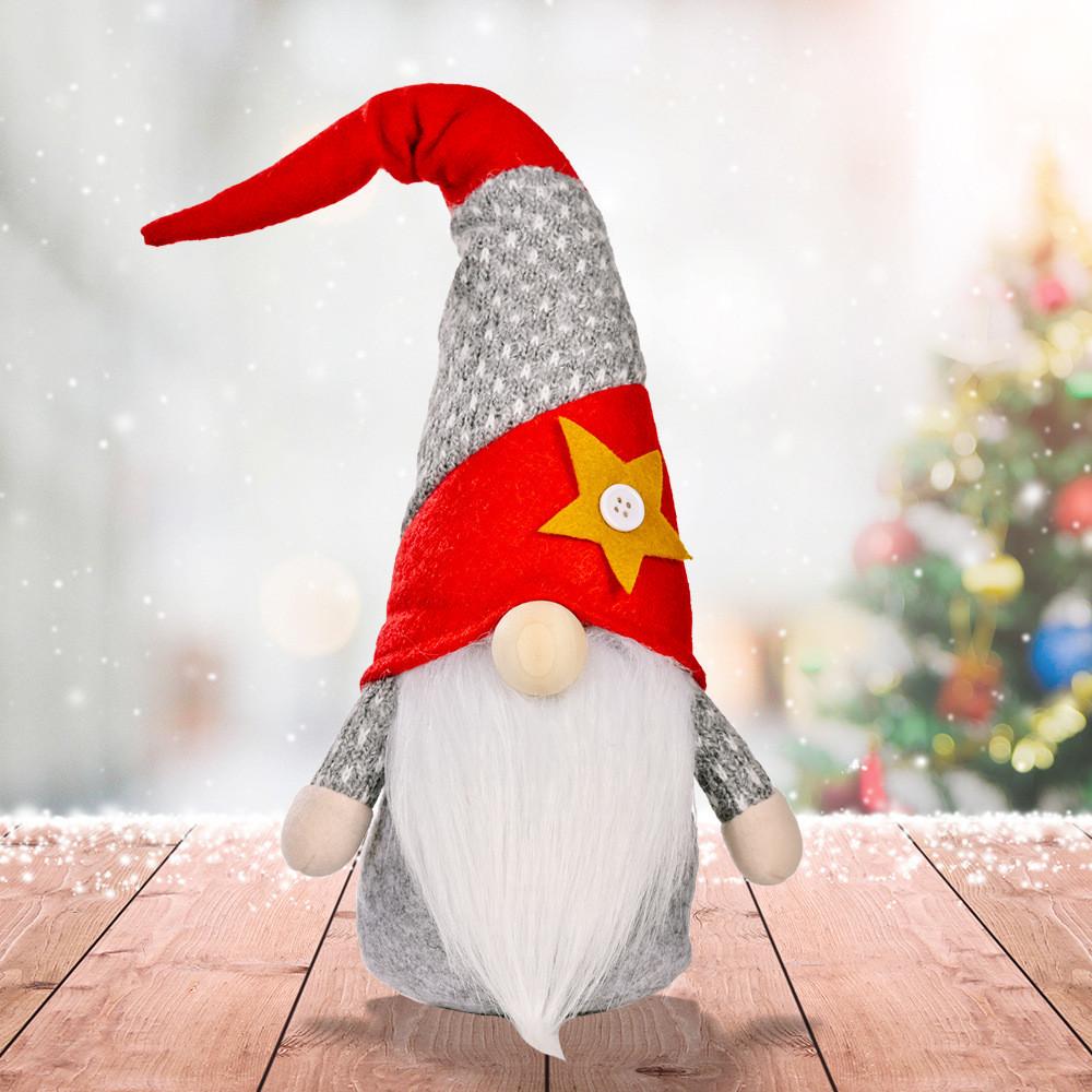 Whimsical Colorful Hat Rudolph Gnome Decoration In Soft Fabric For Joy Christmas