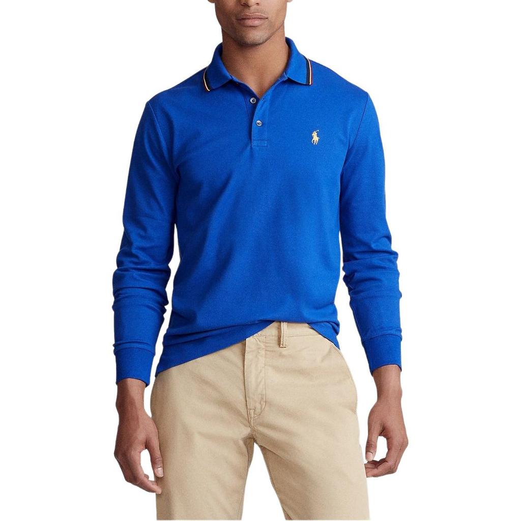 Polo Ralph Lauren Small Pony Logo Embroidered Solid Color Pullover Long Sleeve Polo Shirt Men tops 710760127-006