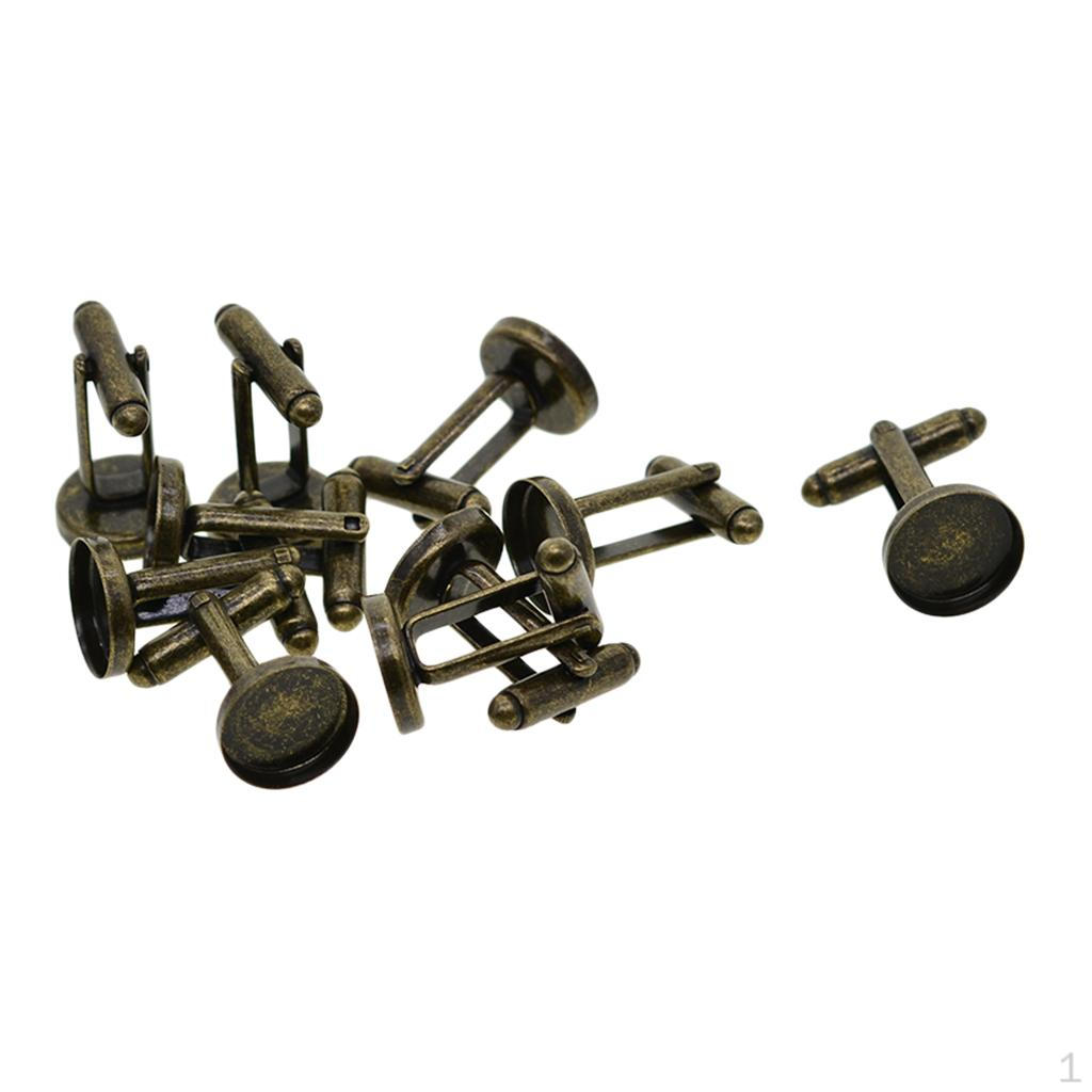 10 Cufflink Cabochons Setting Tray Glue Pad Round Bezel Fit 12mm