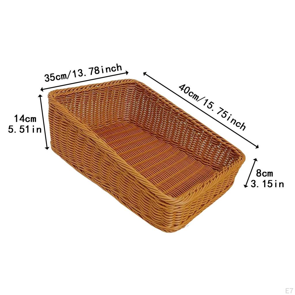 Imitation Rattan Woven Fruit Basket Organizer Display Multipurpose Food Serving Tray for