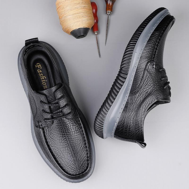Luxury Brand Men Genuine Leather Shoes British Business Lace Up Oxford Shoe Fashion Man Casual Dress Shoes Leisure Walk Footwear