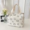 Cartoon Cute Bear Handbag Small Portable Lunch Bag for Work New Corduroy Outing Mummy