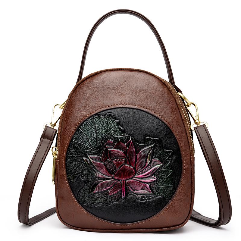 2025 Autumn-Winter Women's Lotus Handbag: Versatile Embossed Crossbody & Shoulder Bag