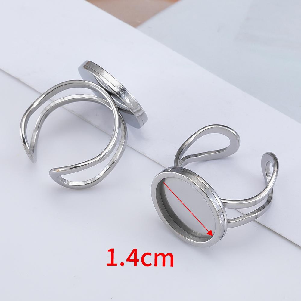

4pcs Stainless Steel Round Ring Blank Tray Adjustable Open Finger Ring Setting 10-25mm Cabochon Base Bezel for DIY Jewelry Makin 4 Pcs