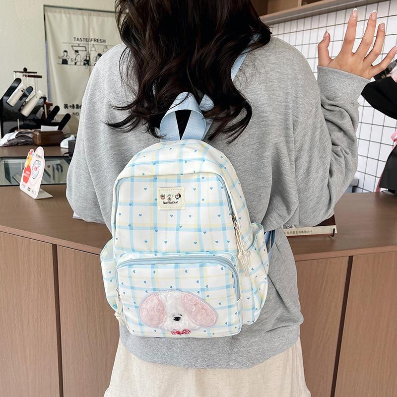 New Plaid Junior High School Schoolbag Girl High Value Style Fashion High School Student Large Capacity Backpack