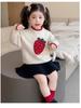 Girls' 2025 Autumn/Winter Strawberry Knit Sweater - Thick, Stylish Baby & Little Girl Top