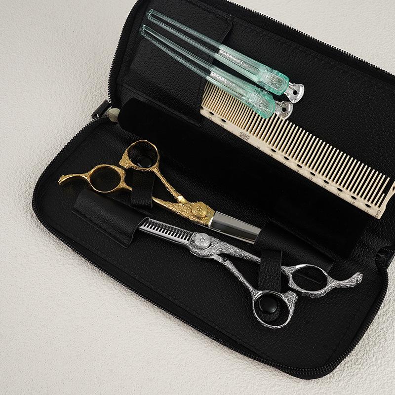 Leather Scissor Case for Two Hairdressing Scissors, Multi-Functional Tool Bag for Hair Styling.