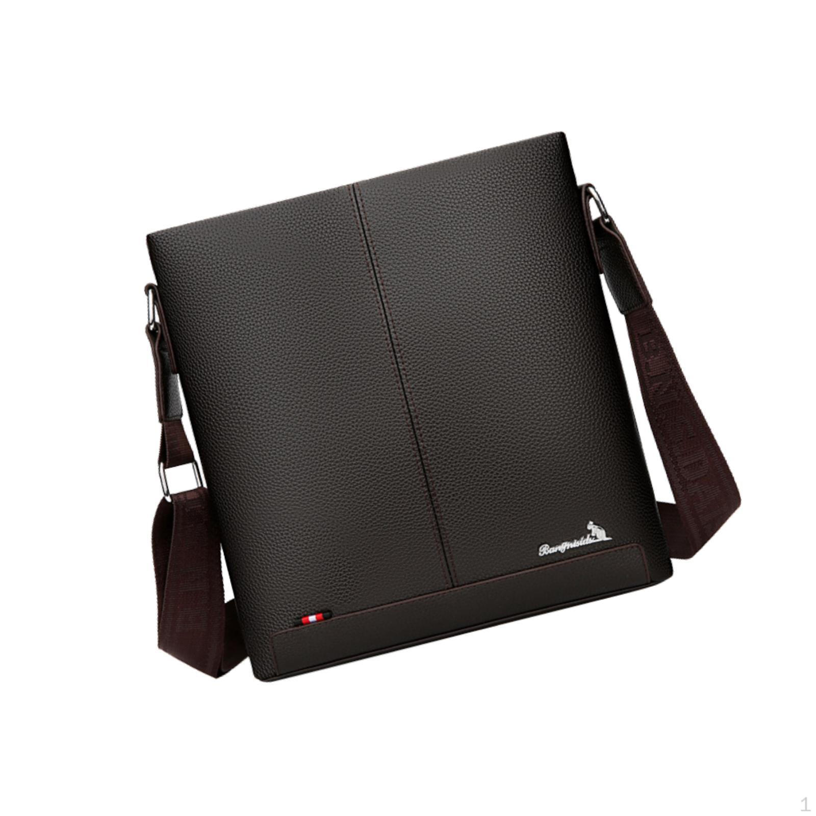 

Мужская наплечная сумка с регулируемым ремнем для езды, вечеринок, шоппинга, рыбалки, спортзала PU Brown