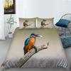 Hummingbird Duvet Cover Set King/Queen Size Small And Cute Tropical Bird Yellow Flower Green Leaves  Bedding Set Women