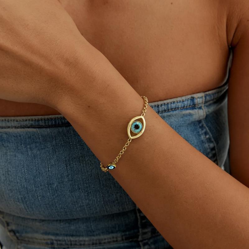 Female Demon s Eye Titanium Steel Bracelet - Lightly Retro Handcrafted Jewelry Piece