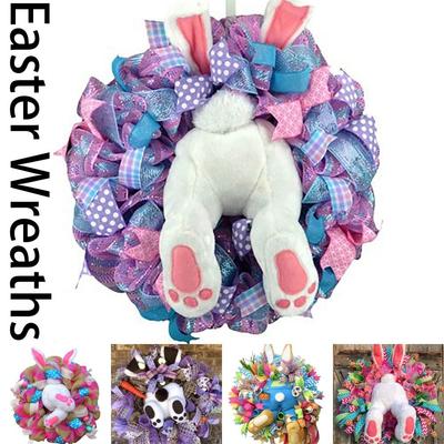 Pendant Decor Door Wreaths Floral Rabbit Doorplate Hanging Ornament  Easter Party Supplies