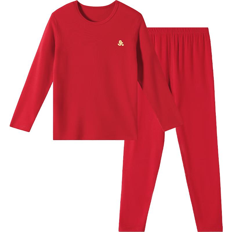 Kids Thermal Underwear Set - Double-Sided Fleece, Red 160