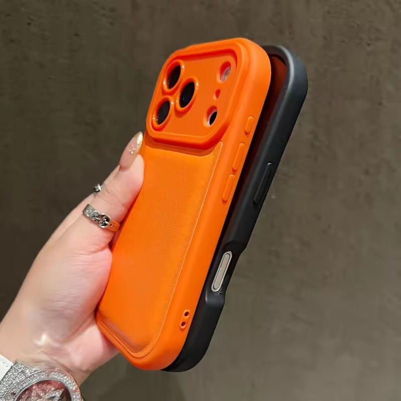 Fashion Oval Leather Air Cushion Phone Case For iPhone 17Air 17 16 15 14 13 12 11 Pro Max Plus Airbag Shockproof Silicone Cover