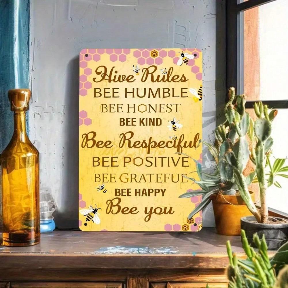 

Bee Theme Humorous Iron Wall Art Home Garden Decor Restaurant Cafe Hanging Plaque Funny Housewarming Gift TYA3163-20x30cm різнокольоровий