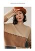 Women's Cashmere Color Block Knit Sweater, Autumn & Winter Half-High Neck, Warm & Gentle Style
