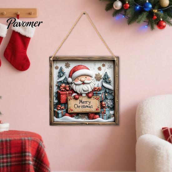 Seasonal Wall Sign Christmas Wooden Hanging Sign, Gnome Snowman Angel Candle 2D Wood Plaque, Rustic Farmhouse Art Vintage Xmas Door Hanger for